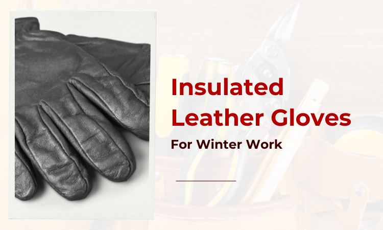 Image of a pair of black color men's leather gloves for winter work.