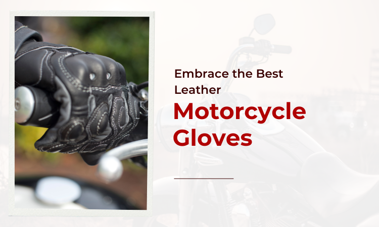 Image of a person wearing black color leather motorcycle gloves while riding motorcycle.