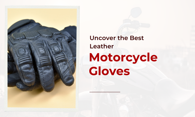 Image of a pair of black color leather motorcycle gloves.