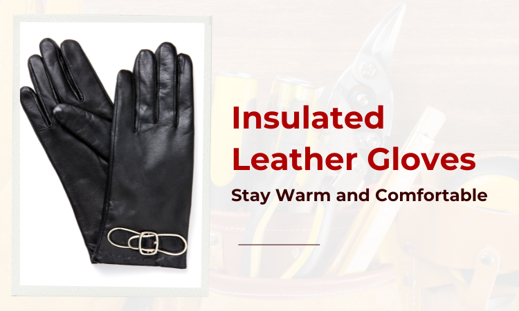 Image of a pair of black color leather gloves for men.