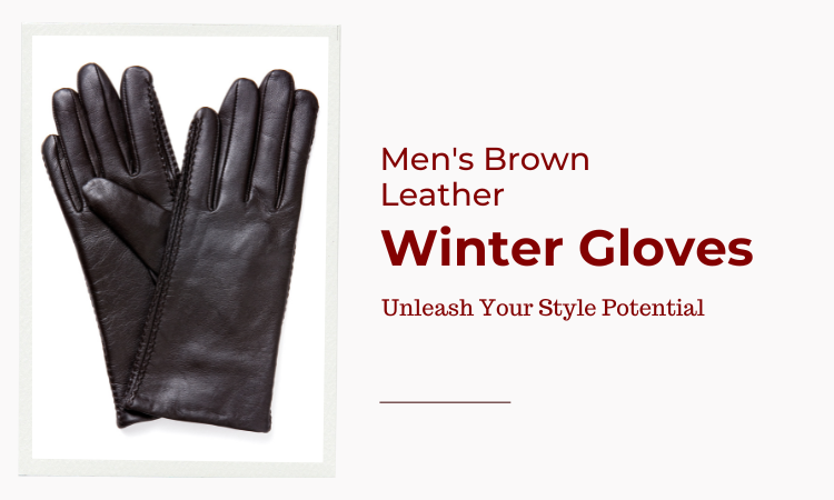Image of a pair of Men's Dark Brown color Leather Gloves